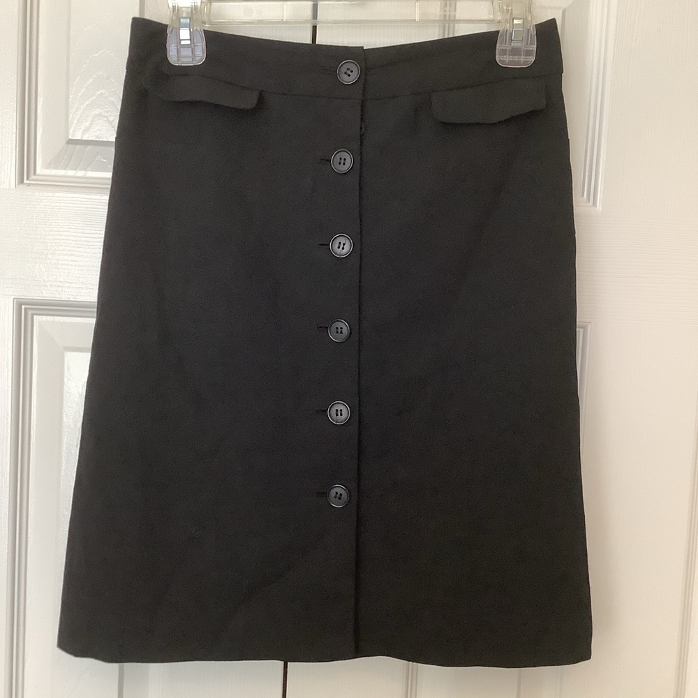 EUC LOFT Black Button Down Career Skirt Dressy Lined 0